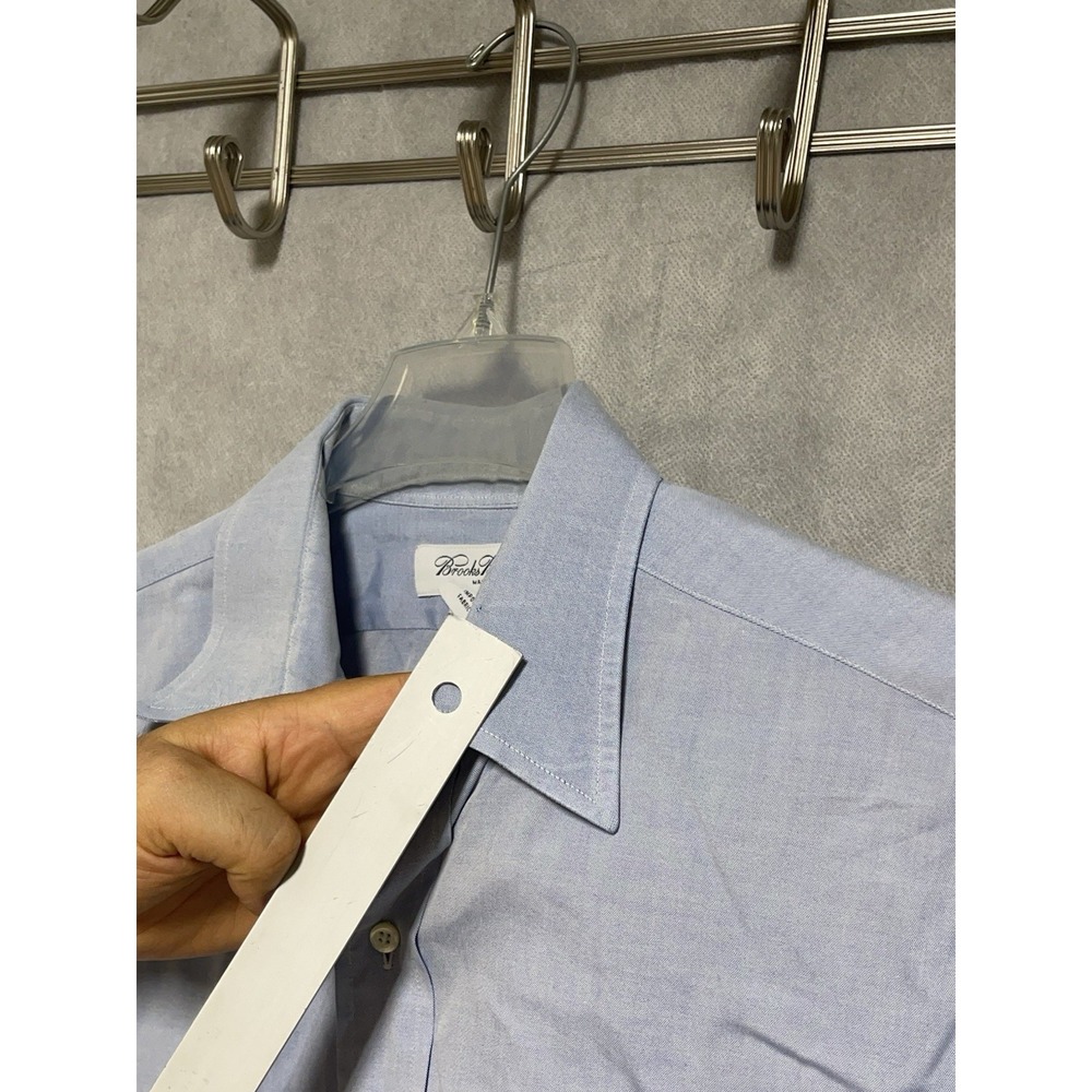 Brooks Brothers Shirt Men's L Blue Makers Button Up Academia Casual Hybrid 16-33 - Picture 3 of 9